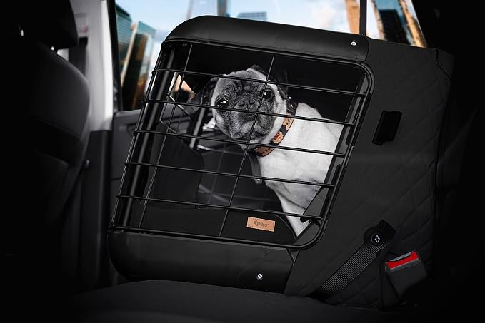 4pets Caree Black Series | Crash-Tested Dog & Cat Car Seat Carrier | Box Only | TUV Certified | ISOFIX/Seat Belt Compatible | Fits Car, SUV & Truck | Up to 33 lbs | Soft Washable Cushion