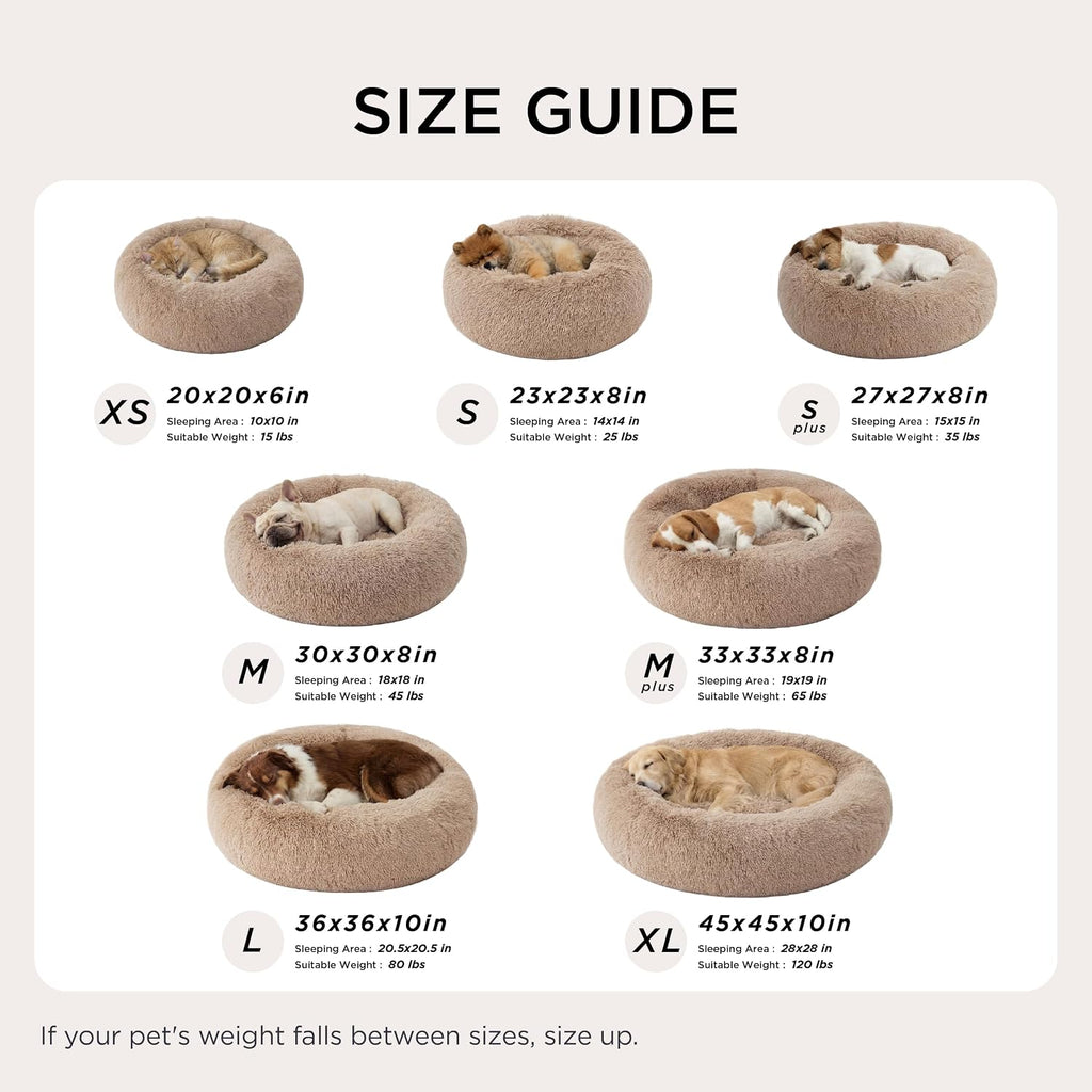 Bedsure Calming Small Dog Bed Donut Washable Cat＆Puppy Bed,23 inches Camel | Oprah Daily Award,Fluffy Faux Fur Round Cuddler,Anti-Slip Bottom,Anti-Anxiety...