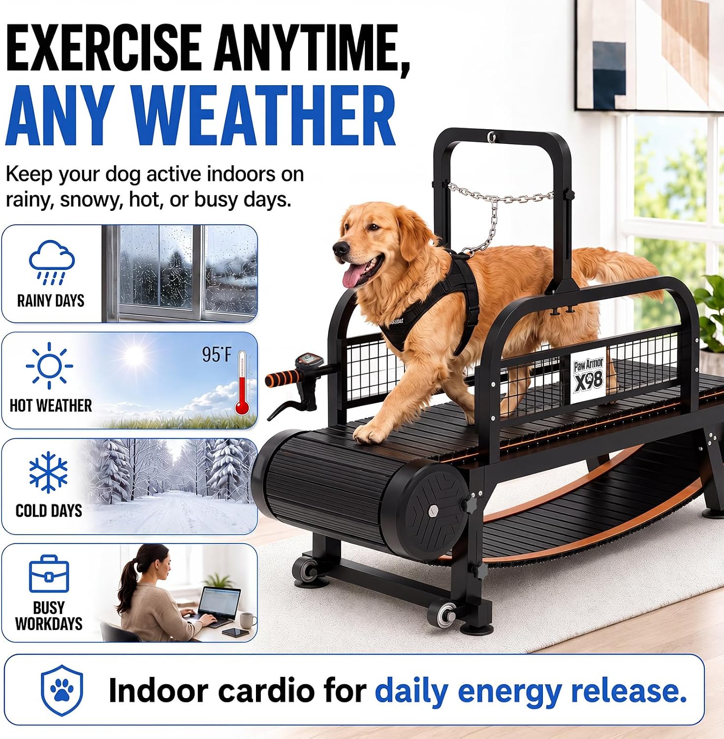 PawArmor Curved Dog Treadmill with Silicone Slats and Disc Brakes | Waterproof dirt-resistant track, adjustable incline, quiet aluminum hubs for indoor or...